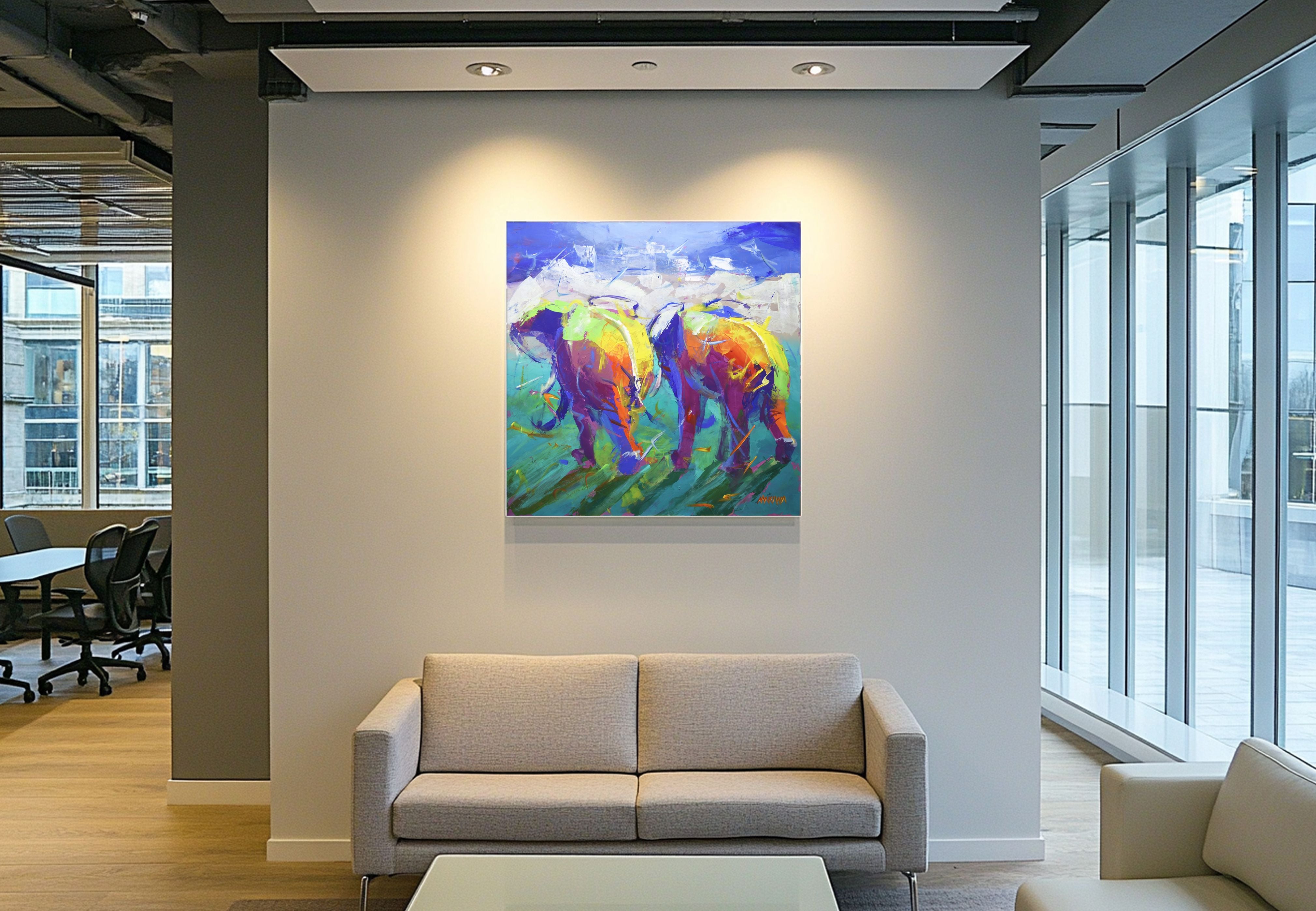 Side by Side 100x100cm Acrylic On Canvas