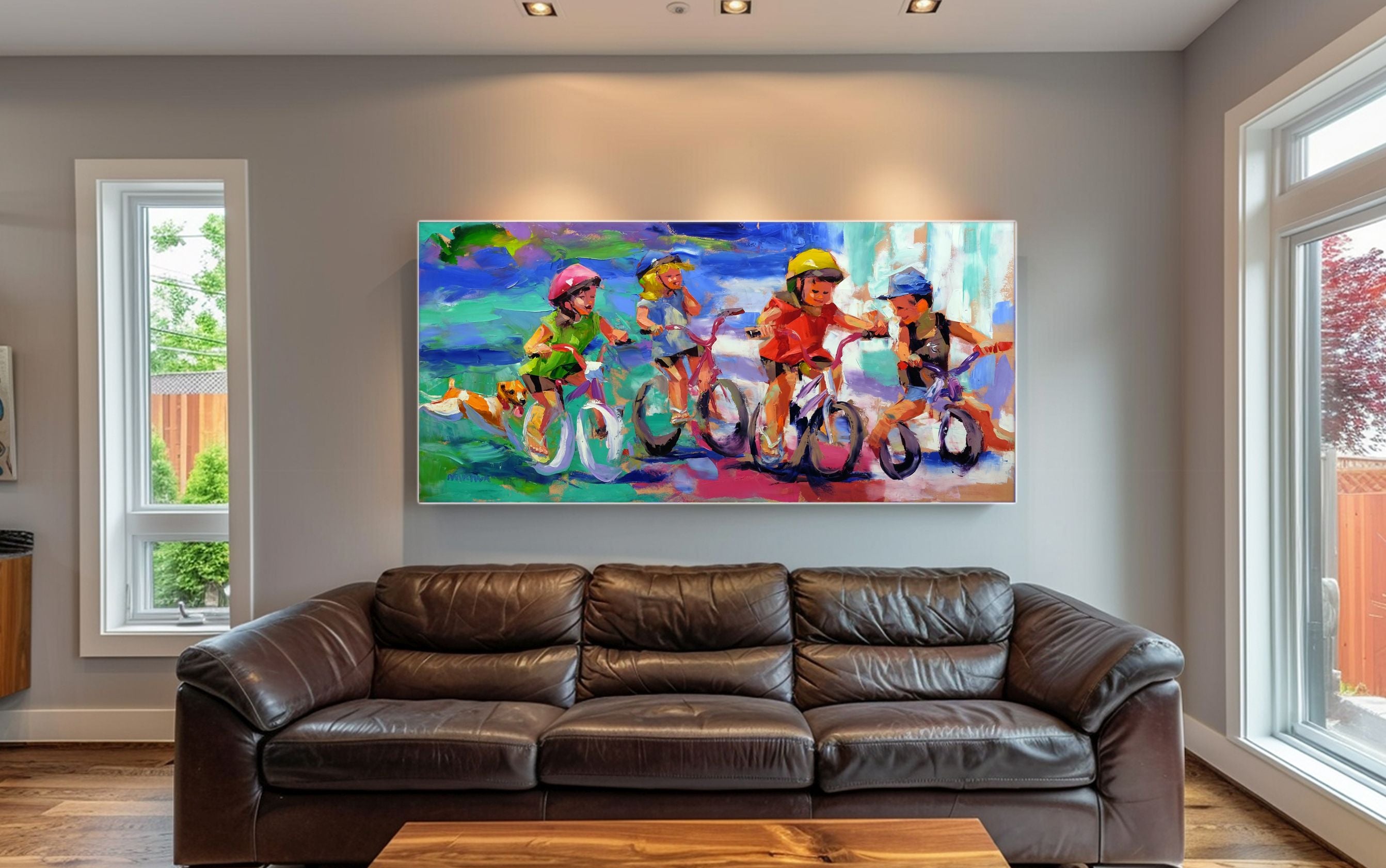 Summertime Riding 80x170cm Oil On Canvas