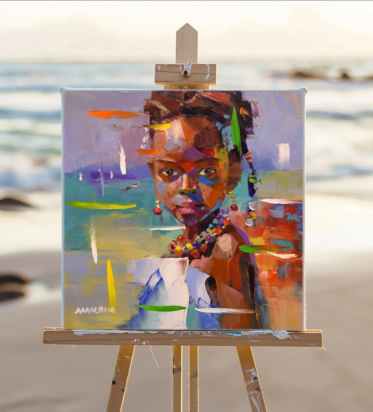 African Girl 7, 50x50cm Oil on Canvas