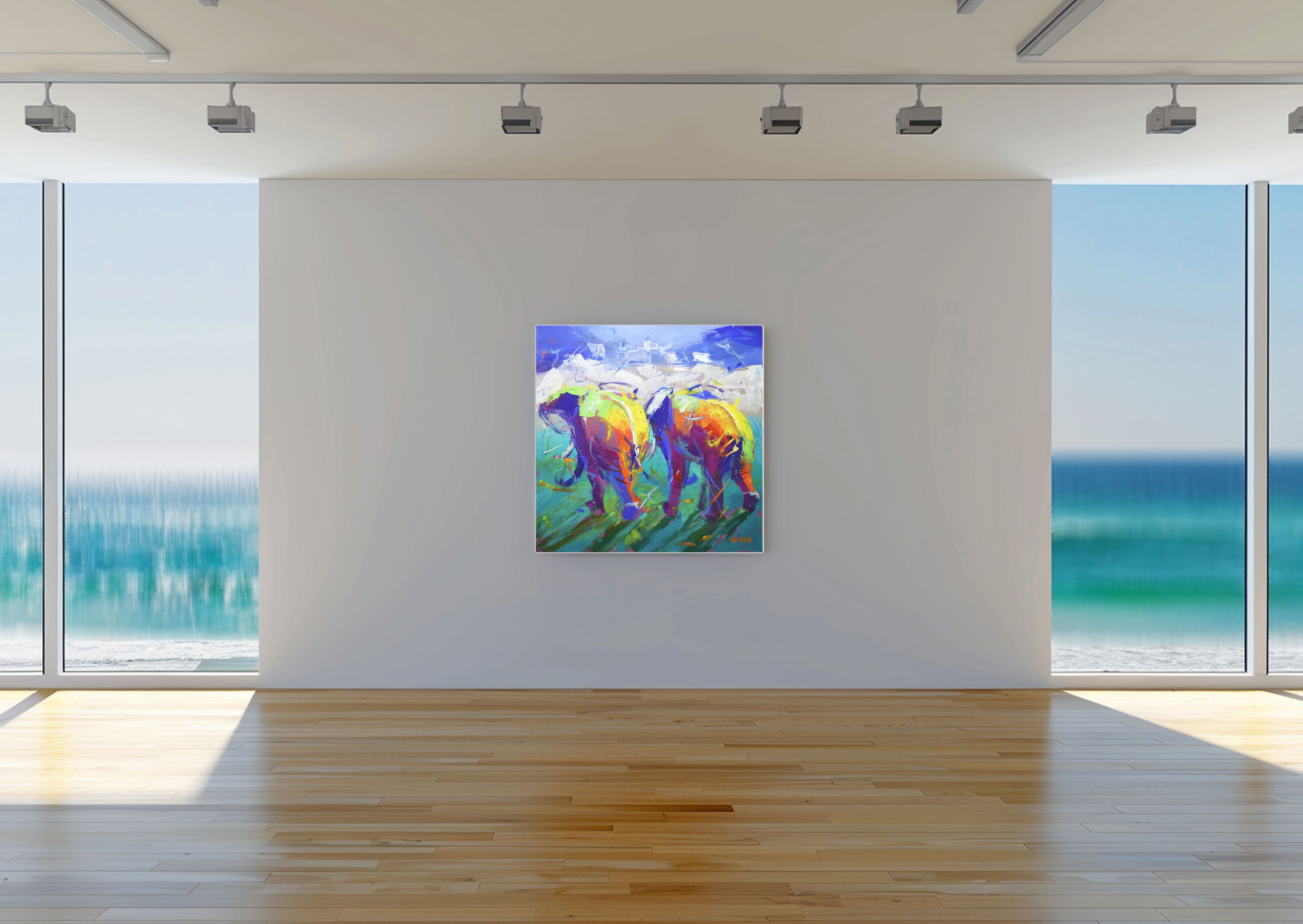 Side by Side 100x100cm Acrylic On Canvas