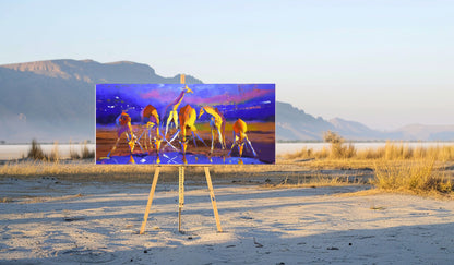 The Gathering at Dusk 76x170cm Oil On Canvas