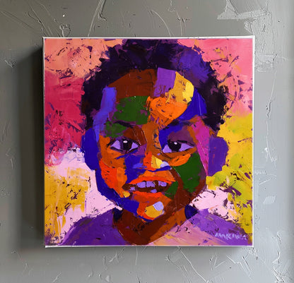 African Kid 55x55cm Oil on Canvas