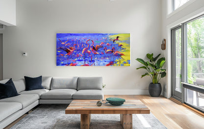 Flamingos 80x180cm Acrylic on Canvas