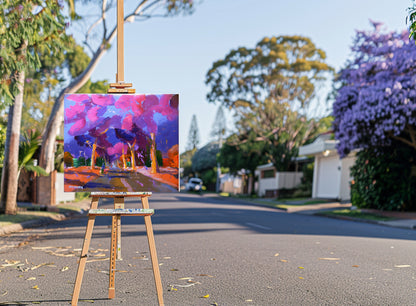 On Jacaranda Street 68x80cm Oil on Canvas