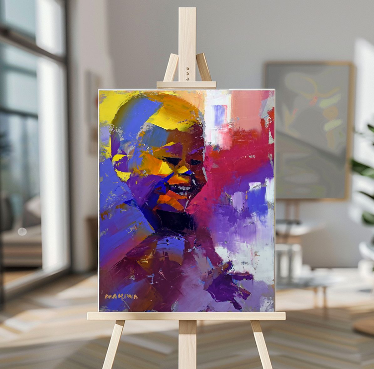 Running Kid 71x56cm Oil On Canvas