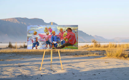 Seaside With Dad 80x170cm Oil On Canvas