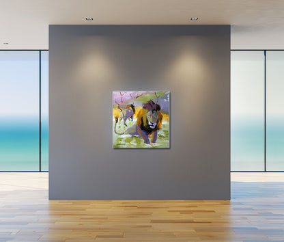 Lion Territory 79x79cm Oil On Canvas