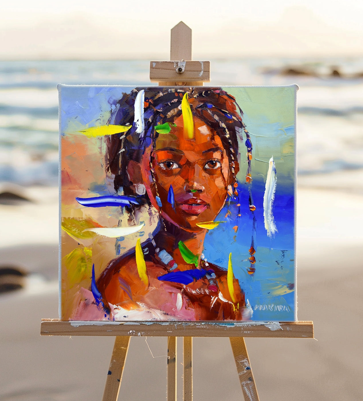 African Girl 4 50x50cm Oil on Canvas