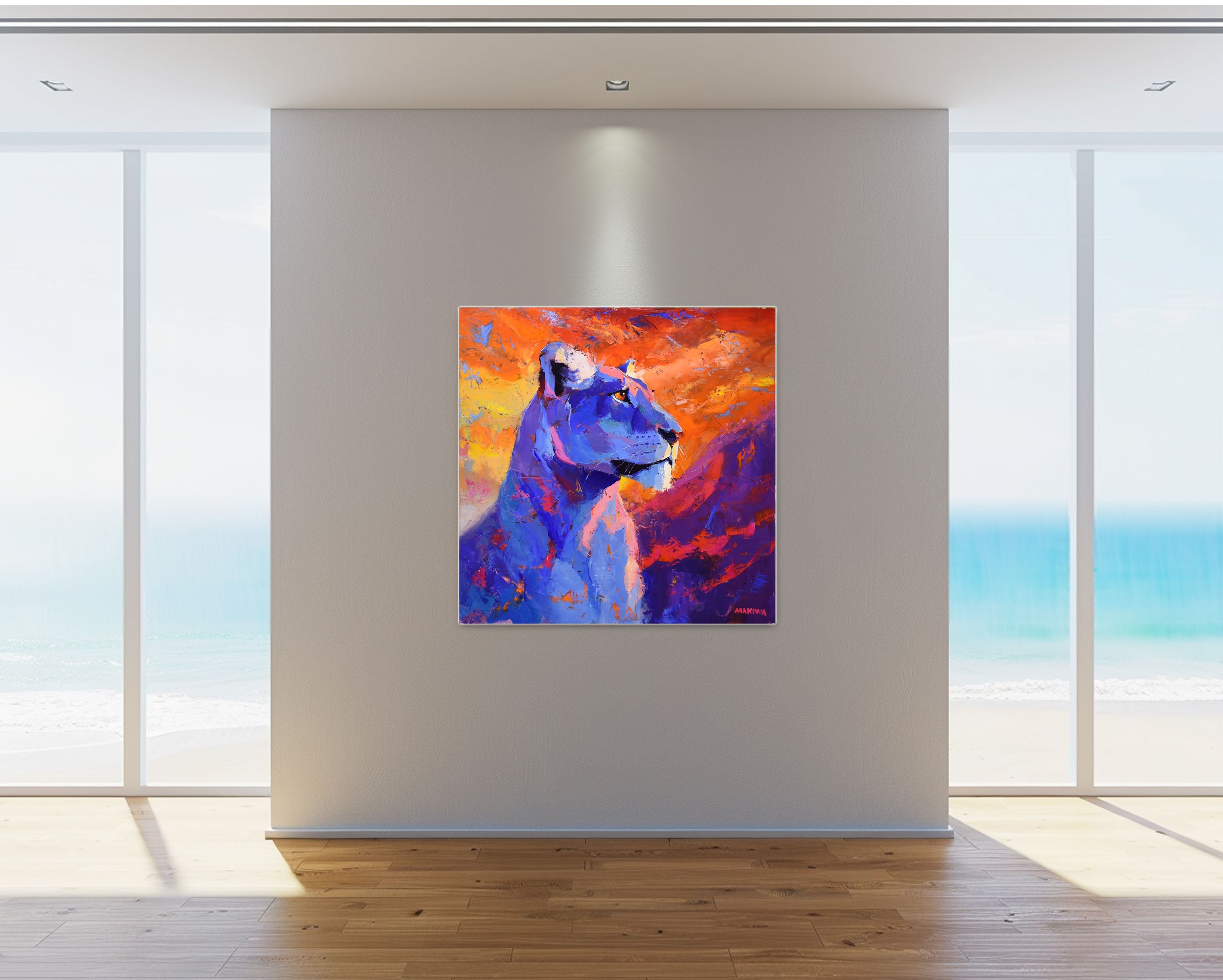 Queen of the Ember Sky 100x100cm Oil On Canvas