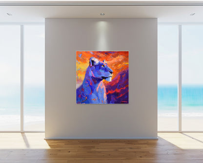 Queen of the Ember Sky 100x100cm Oil On Canvas