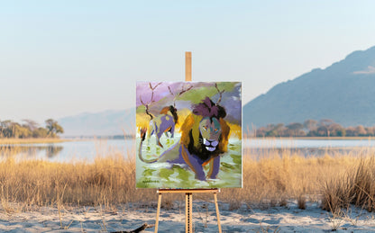 Lion Territory 79x79cm Oil On Canvas