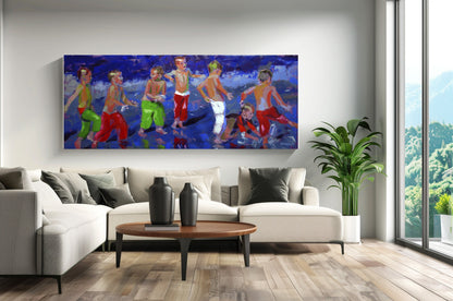 Catching Fish 80x200cm  Oil on Canvas