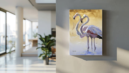 The Flamingos 1 55x40cm  Acrylic On Canvas