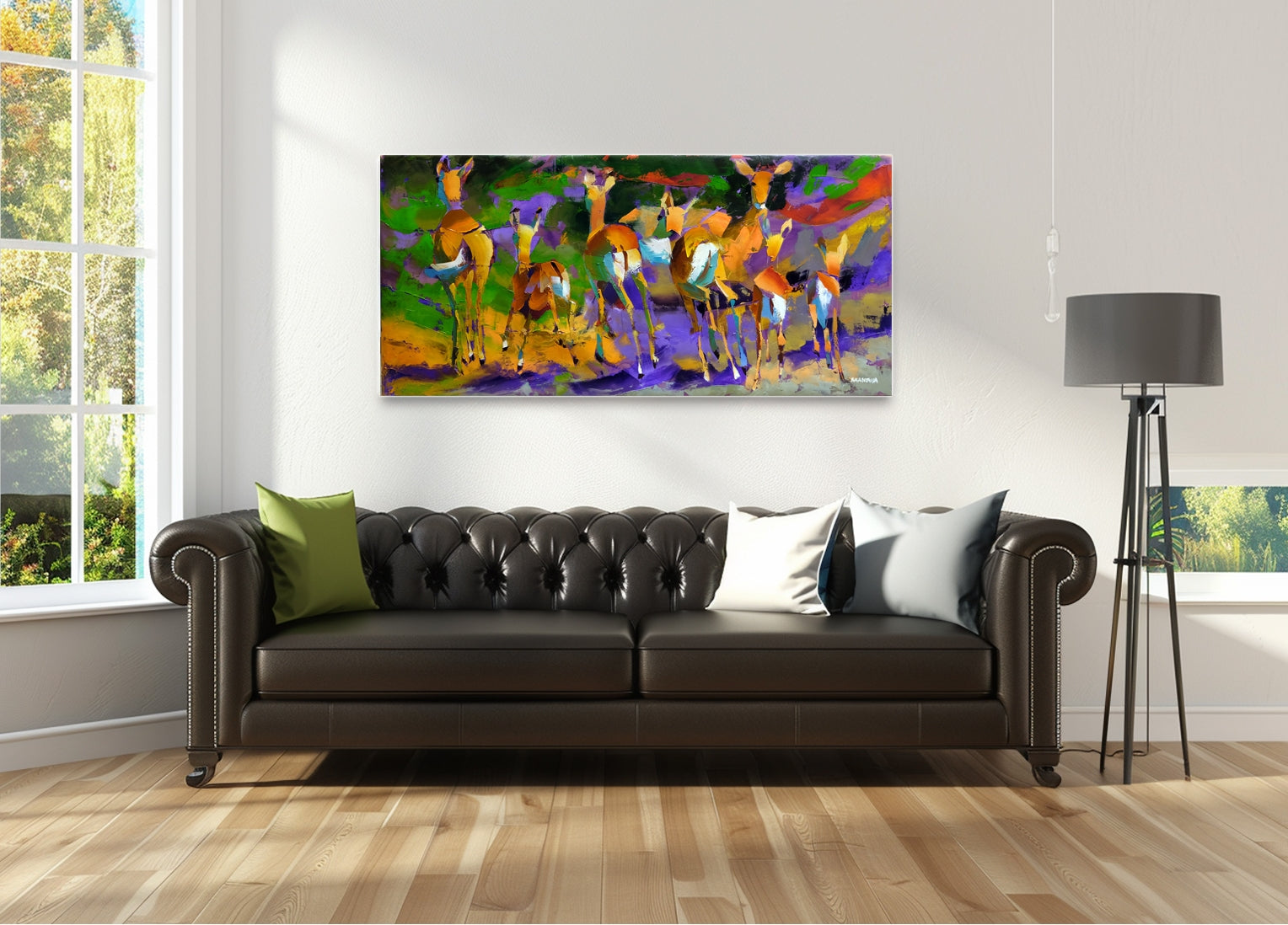 Cheetah Coming 80x170cm Oil On Canvas