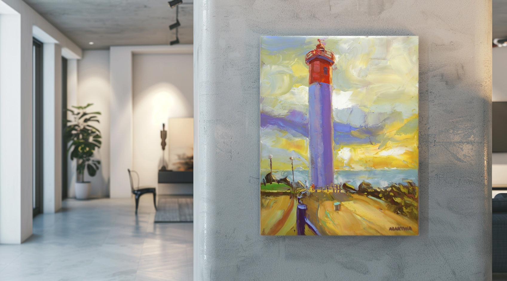 Dawn at the Lighthouse 71x56cm  Oil on Canvas