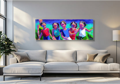 Little Girl Squad 50x140xcm Oil on Canvas