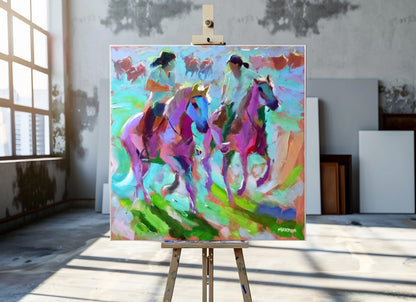 The Dawn Riders 120x120cm Oil on Canvas