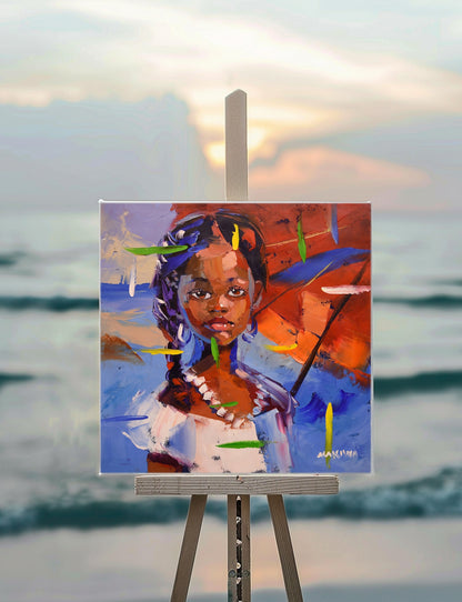 African Girl 8 50x50cm Oli On Canvas