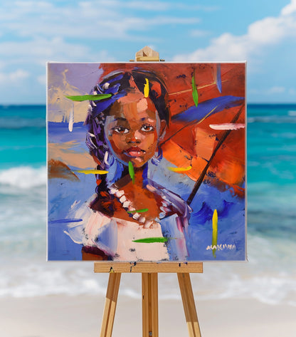 African Girl 8 50x50cm Oli On Canvas