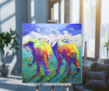 Side by Side 100x100cm Acrylic On Canvas