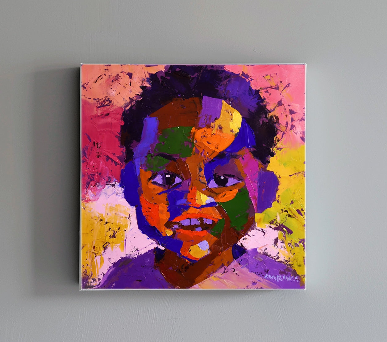 African Kid 55x55cm Oil on Canvas