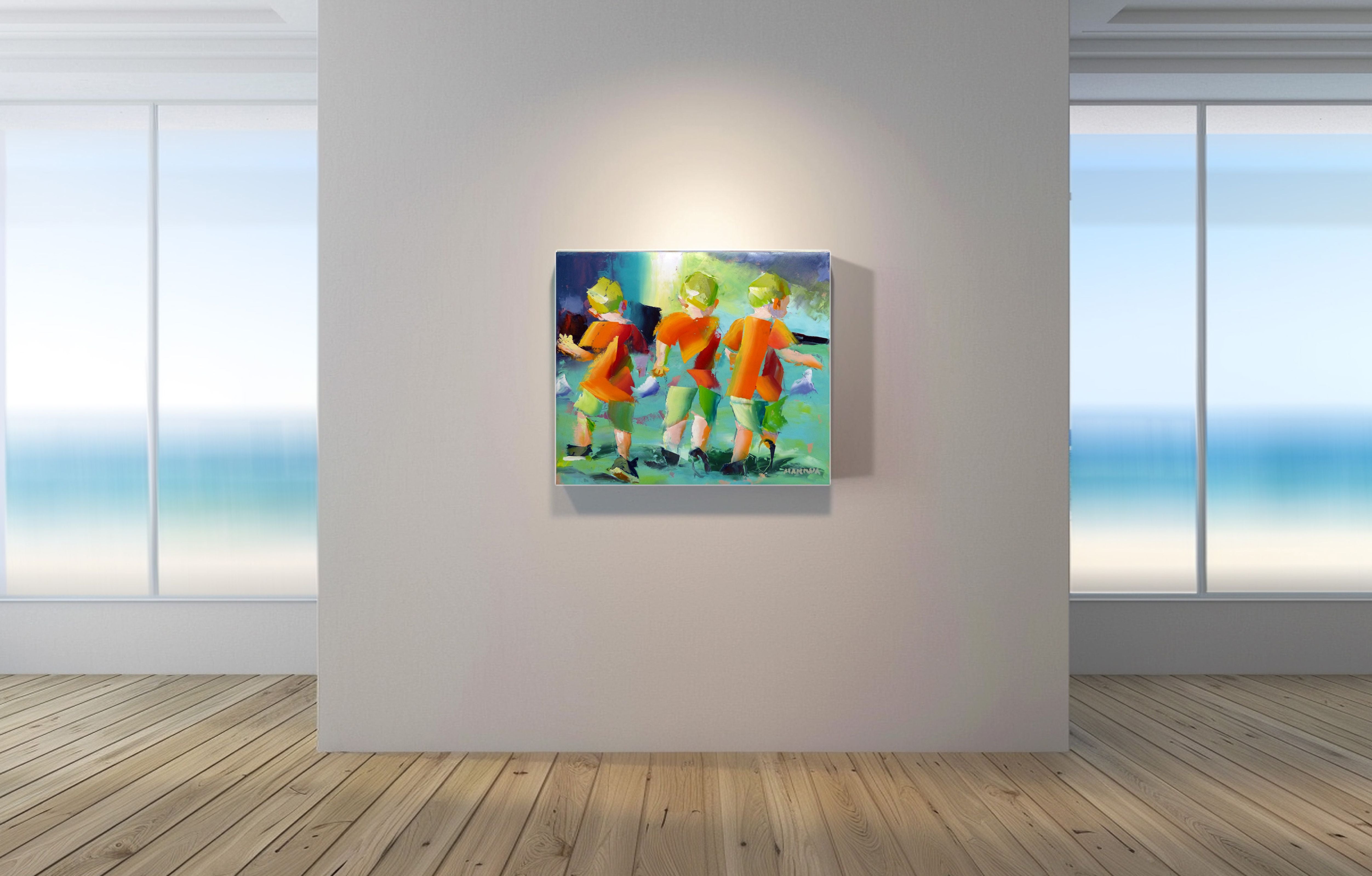 Three Little Friends 68x80cm Oil On Canvas