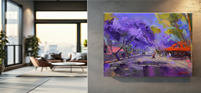 Café in Bloom 50x70cm  Oil on Canvas