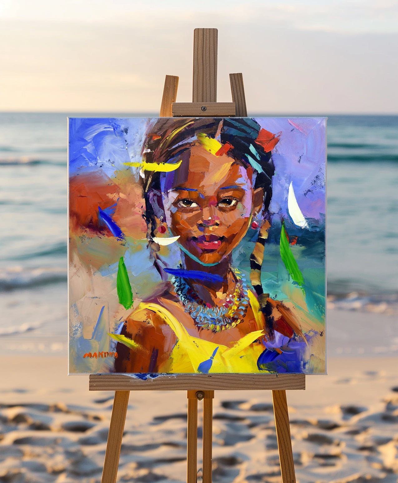 African Girl 6 50x50cm Oil on Canvas