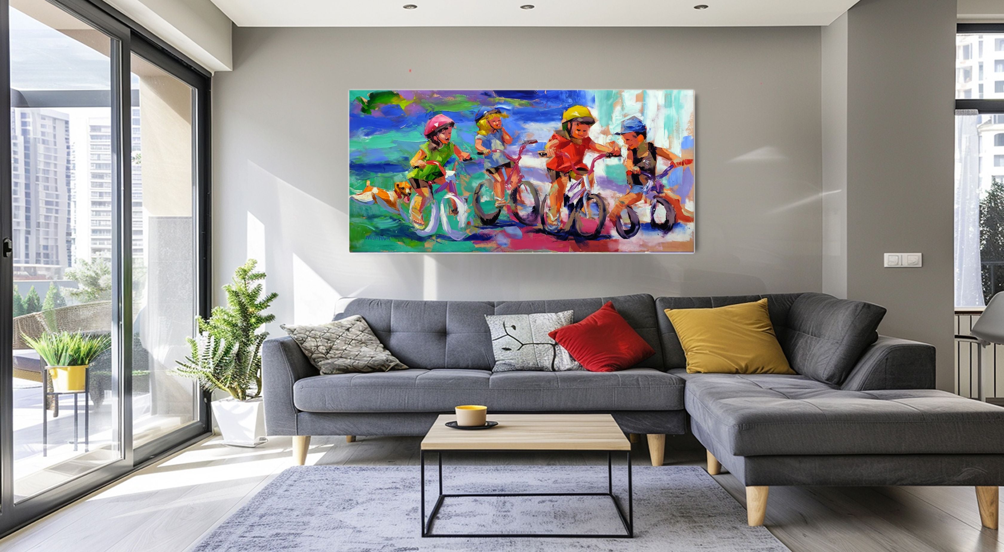 Summertime Riding 80x170cm Oil On Canvas