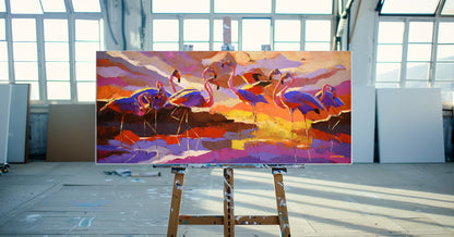 Sunset Meeting 80x180cm Acrylic On Canvas