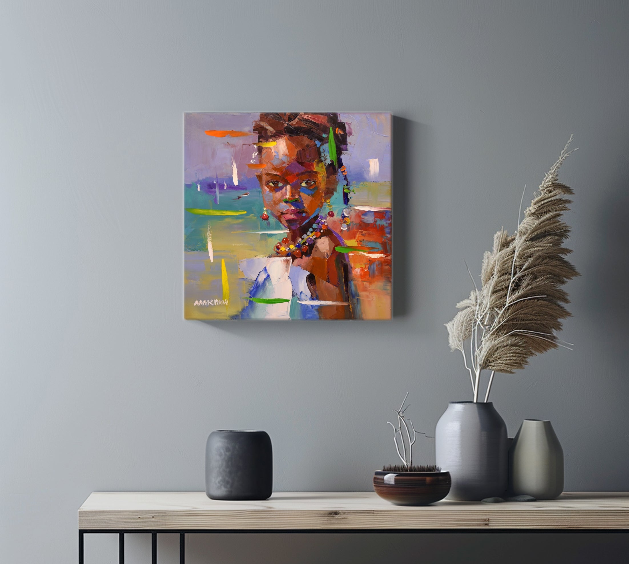 African Girl 7, 50x50cm Oil on Canvas