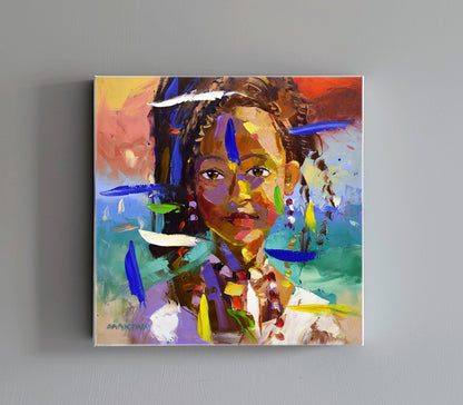 African Girl 5 50x50cm Oil on Canvas