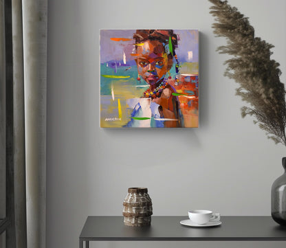 African Girl 7, 50x50cm Oil on Canvas