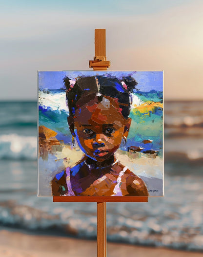 African Child 25x25cm Oil on Canvas