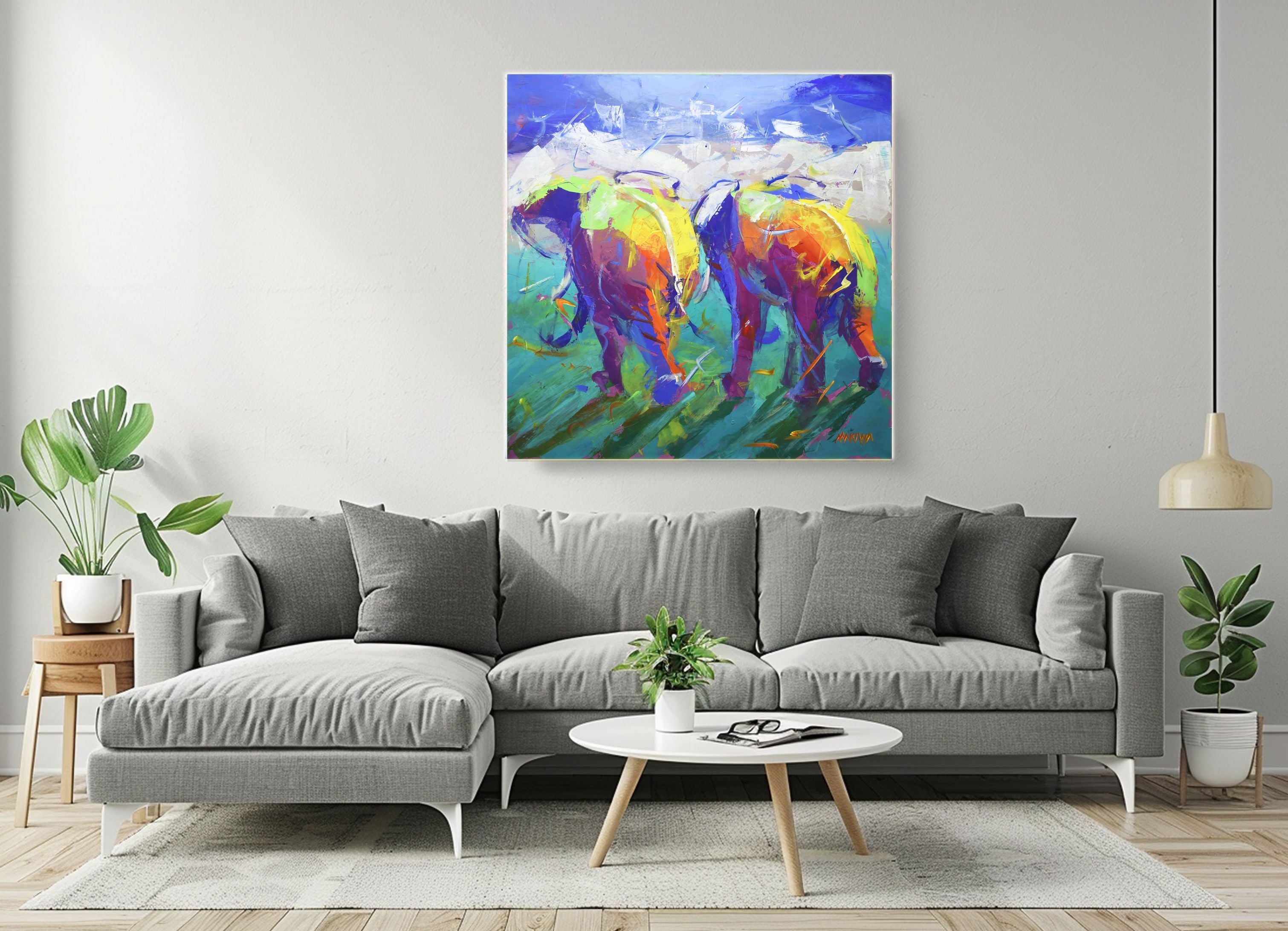 Side by Side 100x100cm Acrylic On Canvas