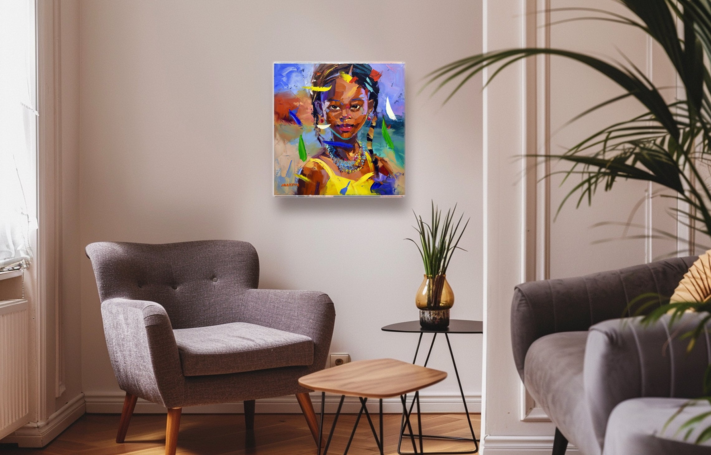 African Girl 6 50x50cm Oil on Canvas