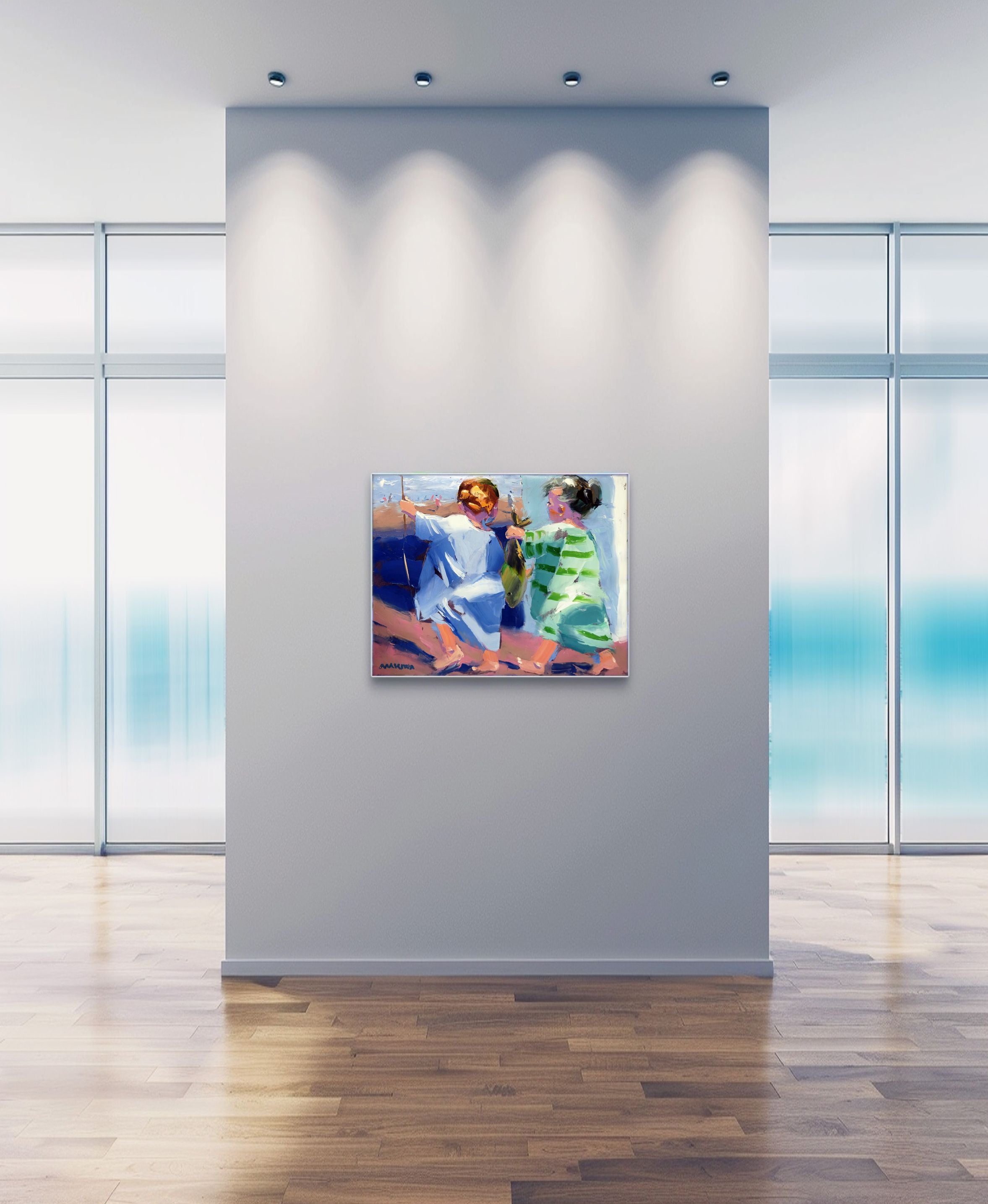 Fishing 56x71cm Oil On Canvas