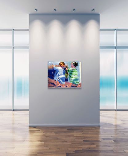 Fishing 56x71cm Oil On Canvas